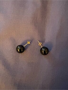 Classic Black Sphere Stud Earrings